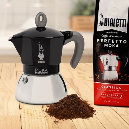 Caffettiera Italiana Bialetti Moka Nero Acciaio inossidabile Alluminio 200 ml 4 Tazze