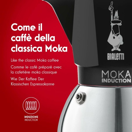 Caffettiera Italiana Bialetti Moka Nero Acciaio inossidabile Alluminio 200 ml 4 Tazze