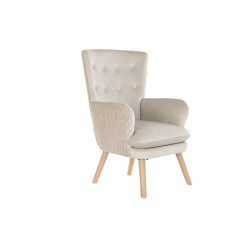 Poltrona DKD Home Decor Beige Naturale Poliestere Legno 67 x 70 x 95 cm