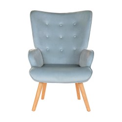 Poltrona DKD Home Decor Blu cielo Naturale Poliestere Legno 67 x 75 x 96 cm