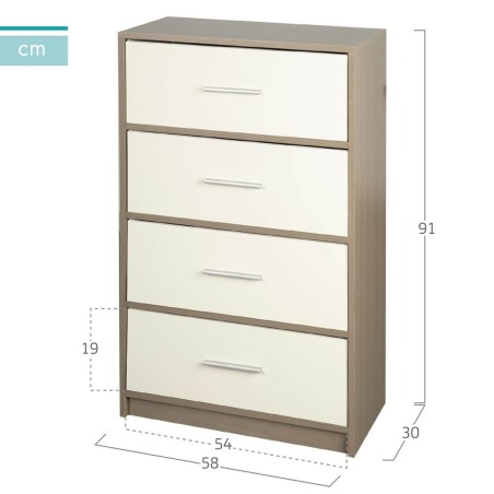 Cassettiera Max Home Bianco Grigio Moderno 58 x 91 x 30 cm