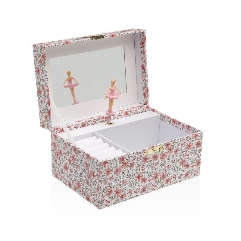 Scatola-Portagioie Versa Legno Legno MDF 12 x 10 x 18 cm Fiori Scatola-Portagioie Versa Legno Legno MDF 12 x 10 x 18 cm Fiori
