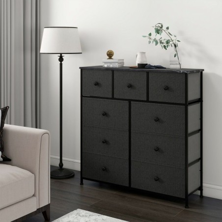 Cassettiera Max Home Nero Grigio Marmo 100 x 100 x 30 cm