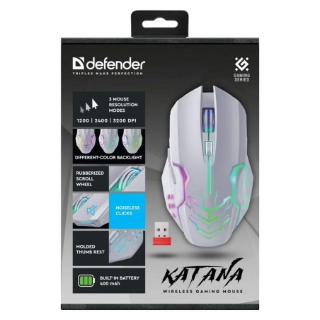 Mouse Gaming Defender 52512 Bianco 3200 DPI