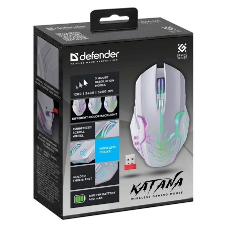 Mouse Gaming Defender 52512 Bianco 3200 DPI