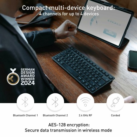 Tastiera Cherry KW 9200 MINI Qwerty in Spagnolo Nero