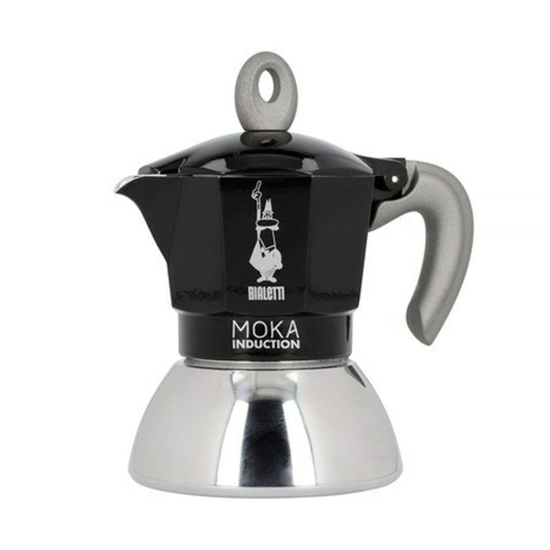 Caffettiera Italiana Bialetti Moka Induction Nero Acciaio inossidabile Alluminio 100 ml 2 Tazze