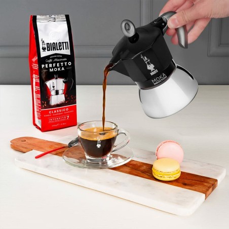 Caffettiera Italiana Bialetti Moka Induction Nero Acciaio inossidabile Alluminio 100 ml 2 Tazze