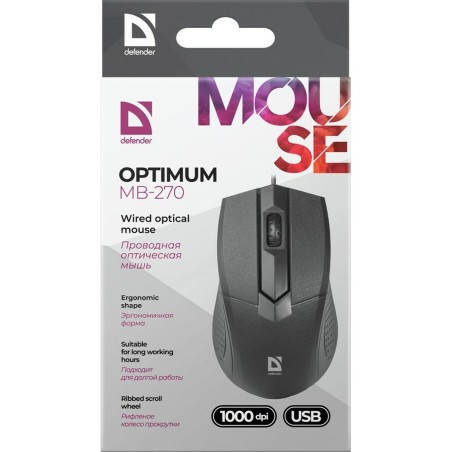 Mouse Ottico Mouse Ottico Defender Optimum MB-270 Nero 1000 dpi (1000 dpi)