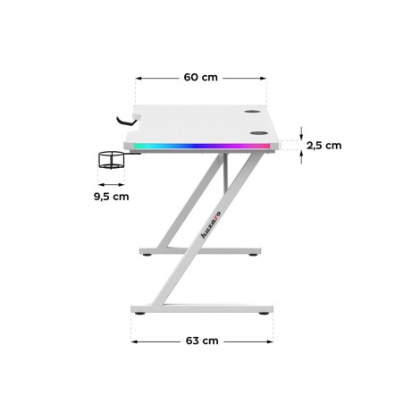 Scrivania Gaming Huzaro HZ-Hero 2.5 White RGB Bianco 120 x 75 x 60 cm
