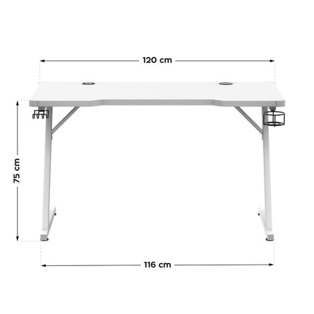 Scrivania Gaming Huzaro HZ-Hero 2.5 White RGB Bianco 120 x 75 x 60 cm