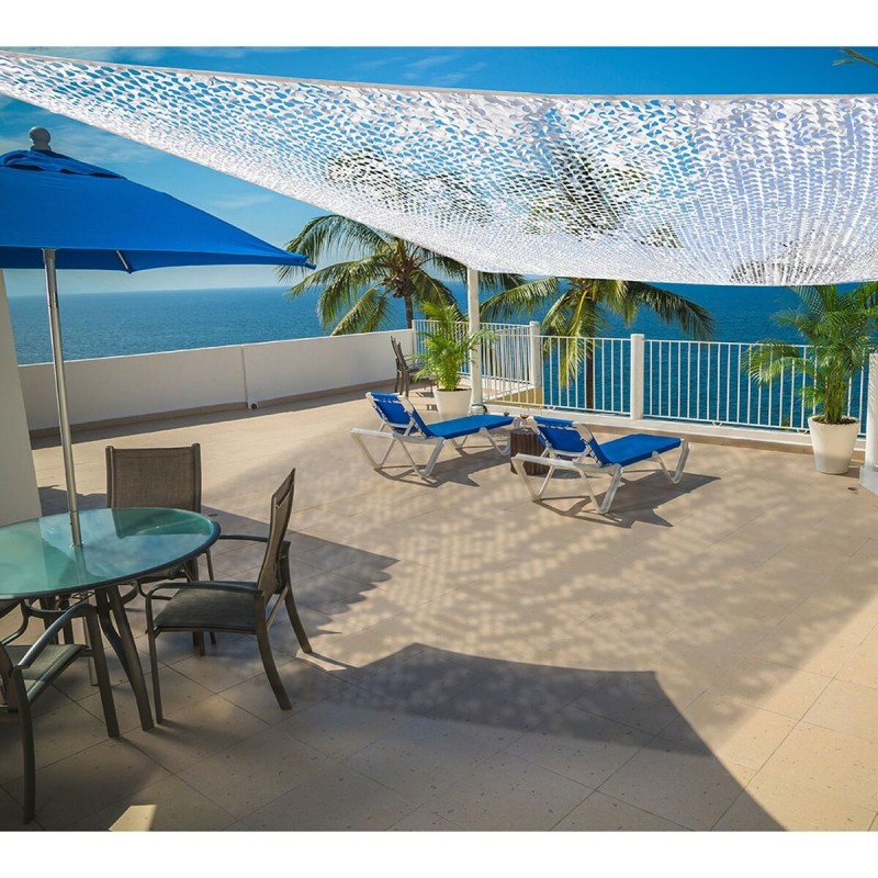 Tenda Parasole a Vela Rettangolare Faura Bianco 3 x 4 m Reversibile Mimetico