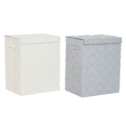Scatola portaoggetti con coperchio Home ESPRIT Grigio Crema 40 x 30 x 50 cm (2 Unità)