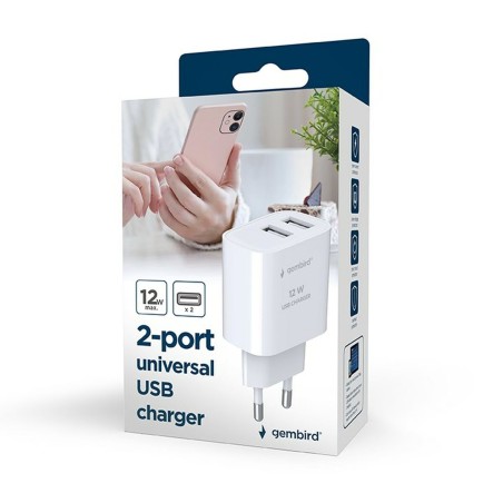 Caricabatterie da Parete GEMBIRD TA-UC-2A12-01-BK Bianco