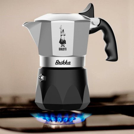 Caffettiera Italiana Bialetti Brikka 2TZ Nero Alluminio 2 Tazze