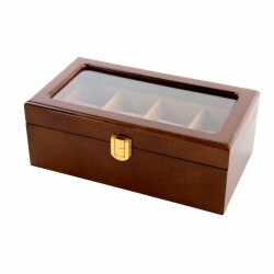 Scatola-Portagioie DKD Home Decor Orologi Marrone Legno Cristallo Legno MDF 22 x 12 x 8 cm
