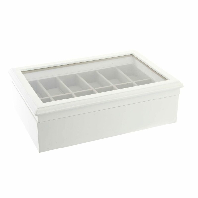 Scatola-Portagioie DKD Home Decor 102182 Orologi 28 x 19 x 9 cm Cristallo Bianco Legno MDF Scatola-Portagioie DKD Home Decor 102182 Orologi 28 x 19 x 9 cm Cristallo Bianco Legno MDF