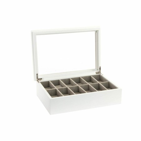 Scatola-Portagioie DKD Home Decor 102182 Orologi 28 x 19 x 9 cm Cristallo Bianco Legno MDF