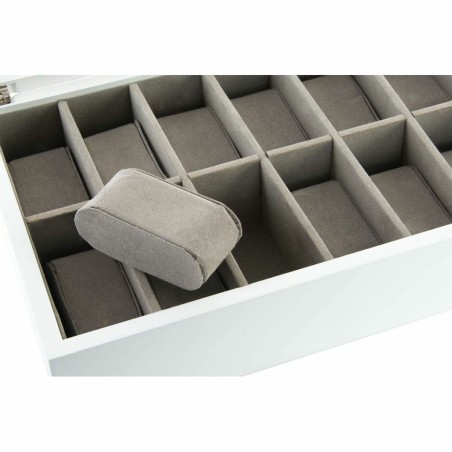 Scatola-Portagioie DKD Home Decor 102182 Orologi 28 x 19 x 9 cm Cristallo Bianco Legno MDF