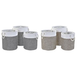 Set di Cestini DKD Home Decor Bianco Marrone Grigio 40 x 40 x 49 cm 4 Kg 3 Pezzi (2 Unità)