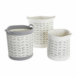 Set di Cestini DKD Home Decor Bianco Grigio 35 x 35 x 40 cm 3 Pezzi