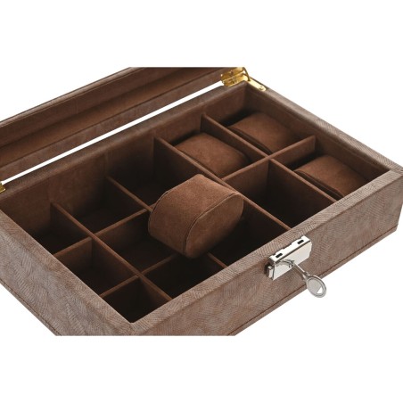 Scatola-Portagioie Home ESPRIT Marrone Poliuretano Cristallo Legno MDF 25 X 16,5 X 8,5 CM