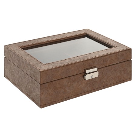 Scatola-Portagioie Home ESPRIT Marrone Poliuretano Cristallo Legno MDF 25 X 16,5 X 8,5 CM