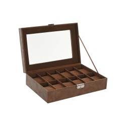 Scatola-Portagioie Home ESPRIT Marrone Poliuretano Cristallo Legno MDF 30 x 20 x 8 cm