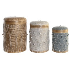 Set di Cestini DKD Home Decor Multicolore Bambù 4 Kg (3 Pezzi) (3 Unità)