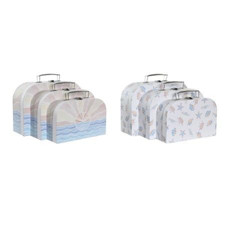 Set di Scatole Decorative DKD Home Decor Multicolore Metallo Cartone 28 x 9,5 x 20 cm (2 Unità)