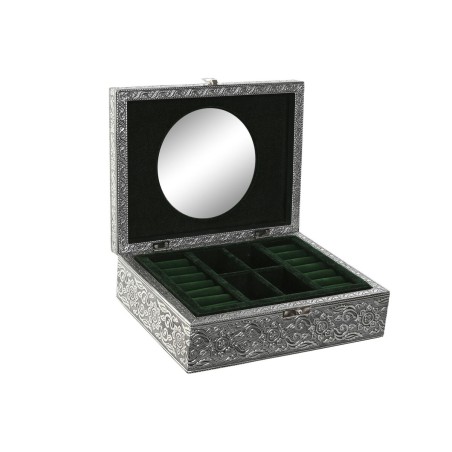 Scatola-Portagioie Home ESPRIT Verde Argentato Legno Alluminio 22,5 x 17,5 x 7,6 cm
