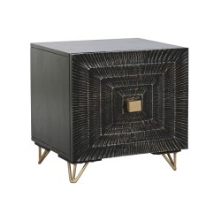 Comodino Home ESPRIT Nero Dorato 50 x 40 x 50 cm