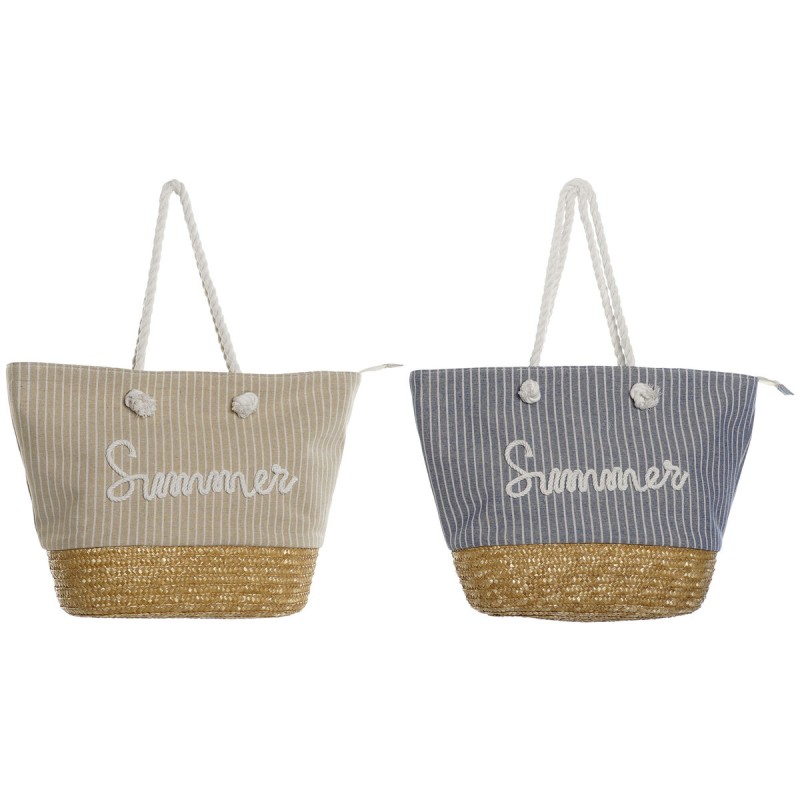 Borsa Donna Home ESPRIT Azzurro Beige Naturale 52 x 16 x 33 cm (2 Unità) Borsa Donna Home ESPRIT Azzurro Beige Naturale 52 x 16 x 33 cm (2 Unità)