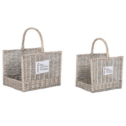 Supporto per Legna Home ESPRIT Naturale vimini 47 x 35 x 54 cm