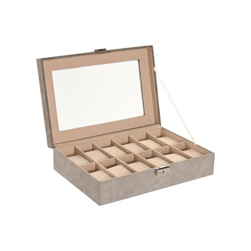 Scatola-Portagioie Home ESPRIT Grigio Grigio scuro Poliuretano Legno MDF 29,5 x 20 x 8 cm Scatola-Portagioie Home ESPRIT Grigio Grigio scuro Poliuretano Legno MDF 29,5 x 20 x 8 cm