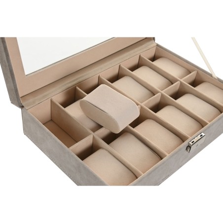 Scatola-Portagioie Home ESPRIT Grigio Grigio scuro Poliuretano Legno MDF 29,5 x 20 x 8 cm