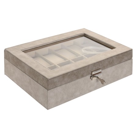 Scatola-Portagioie Home ESPRIT Grigio Grigio scuro Poliuretano Legno MDF 29,5 x 20 x 8 cm