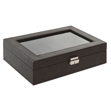 Scatola-Portagioie Home ESPRIT Marrone scuro Poliuretano Cristallo Acciaio Legno MDF 30 x 20 x 8 cm