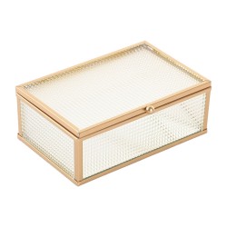 Scatola-Portagioie Home ESPRIT Dorato Metallo Cristallo 15 x 11 x 5,5 cm
