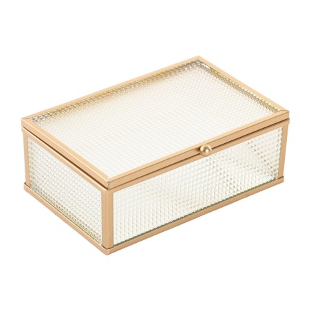 Scatola-Portagioie Home ESPRIT Dorato Metallo Cristallo 15 x 11 x 5,5 cm