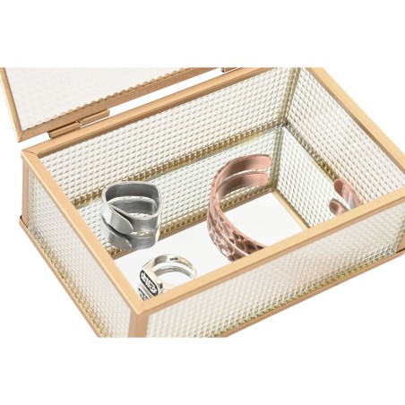 Scatola-Portagioie Home ESPRIT Dorato Metallo Cristallo 15 x 11 x 5,5 cm