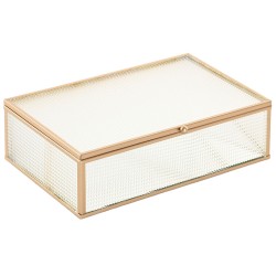Scatola-Portagioie Home ESPRIT Dorato Metallo Cristallo 24 X 15 X 6,5 CM