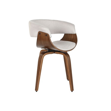 Sedia da Sala da Pranzo Home ESPRIT Marrone Beige Poliestere Legno di noce Poliuretano 61 x 46 x 78 cm