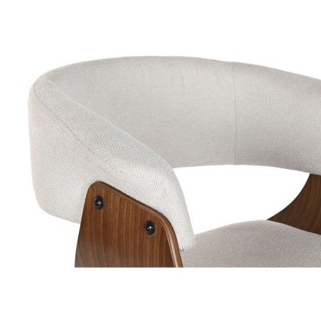 Sedia da Sala da Pranzo Home ESPRIT Marrone Beige Poliestere Legno di noce Poliuretano 61 x 46 x 78 cm