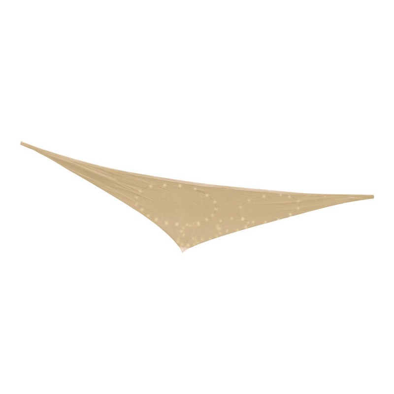 Vela parasole Beige 3 x 3 x 3 m Luce LED Esterno Solare Tenda Vela parasole Beige 3 x 3 x 3 m Luce LED Esterno Solare Tenda