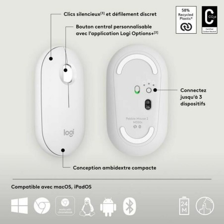 Mouse Logitech 910-007013 Bianco 4000 dpi