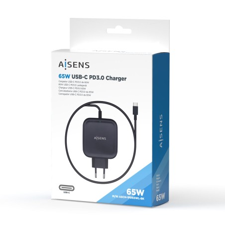 Caricabatterie da Parete Aisens ASCH-1PD65WL-BK Nero 65 W (1 Unità)
