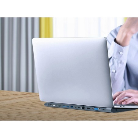 Hub USB-C GEMBIRD A-CM-COMBO9-01 Bianco Grigio
