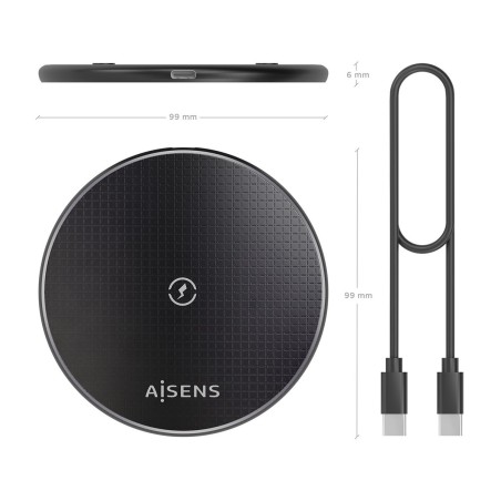 Caricabatterie Senza Fili Aisens ASCH-15W1WC058-BK Nero 15 W