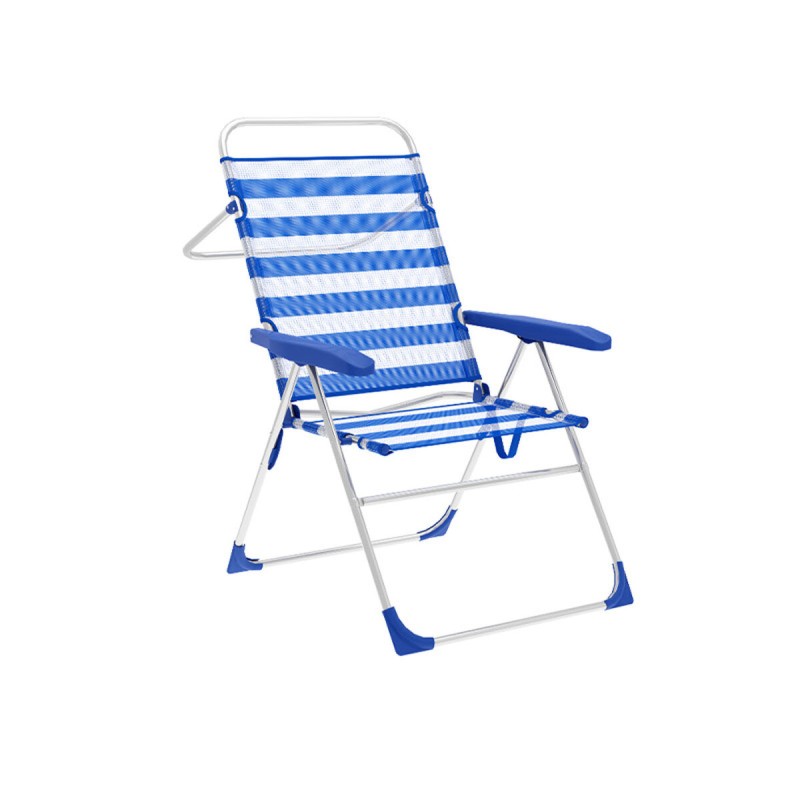 Marbueno Sedia Pieghevole 5 Posizioni Alluminio Righe Blu e Bianco Spiaggia e Piscina 59X61X97 cm 10315 Marbueno Sedia Pieghevole 5 Posizioni Alluminio Righe Blu e Bianco Spiaggia e Piscina 59X61X97 cm 10315